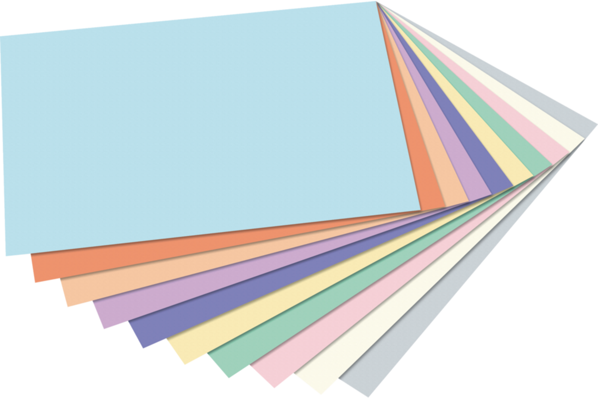 Gekleurd karton A4 assorti pastel 50 vel, 300 grs.