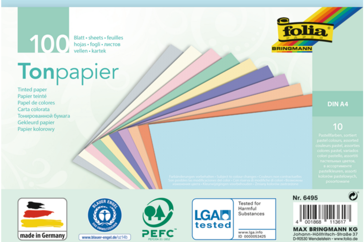 Gekleurd papier A4 assorti pastel 100 vel, 130 grs.