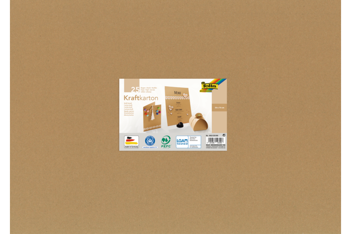 Kraft papier 50 x 70 cm 25 vel naturel, 230 grs.
