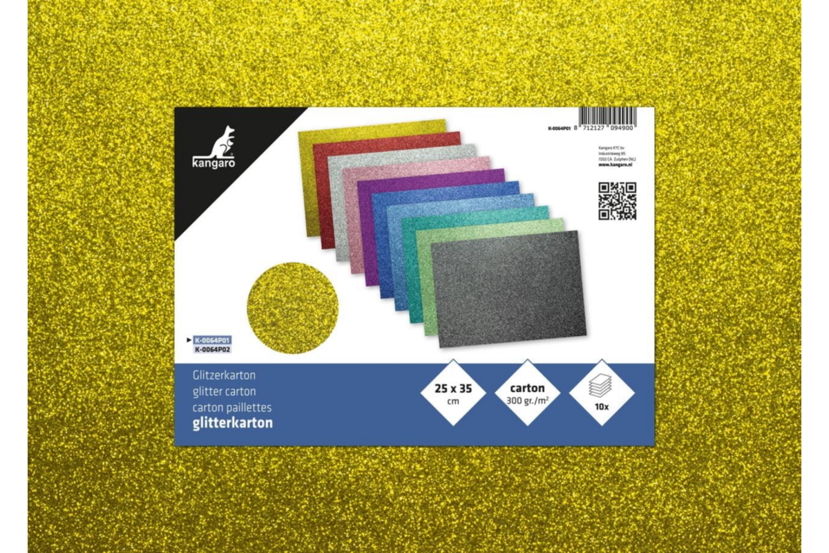 Glitterkarton 25 x 35 cm 300 grs, 10vel