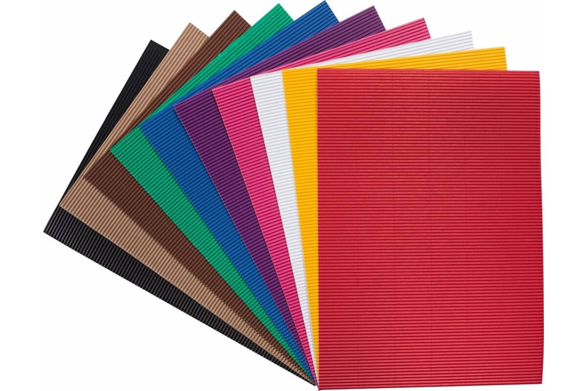 Ribbelkarton fijne golf 25 x 35 cm assorti, 10 vel