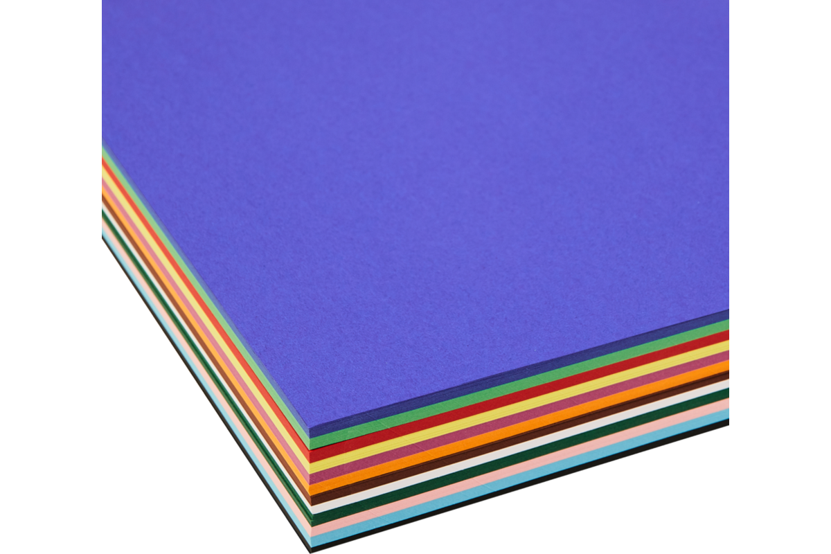 Tekenpapier A3, assorti in 12 kleuren 240 vel, 120 grs.
