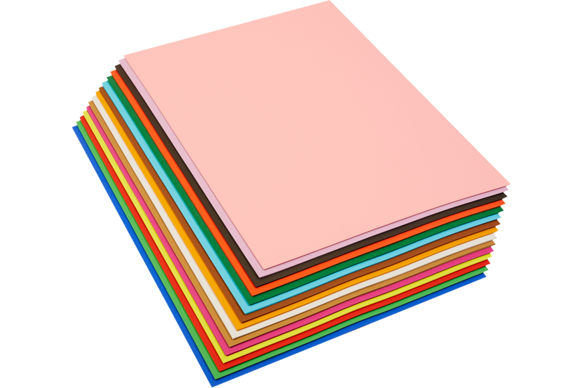 Dik engels karton 50 x 70 cm 90 vel, 15 kleuren ass. 290 grs.