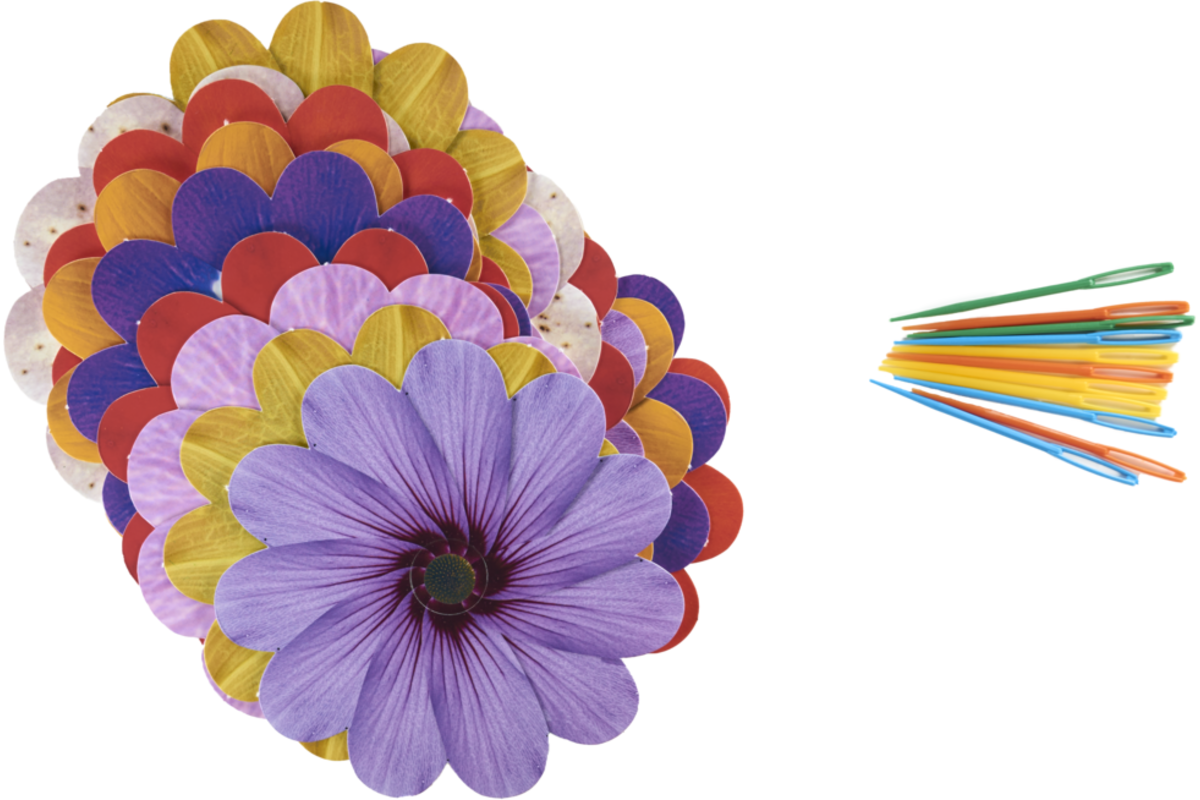 Vlechtbloemen met borduurnaald 11,5 cm, 16 stuks