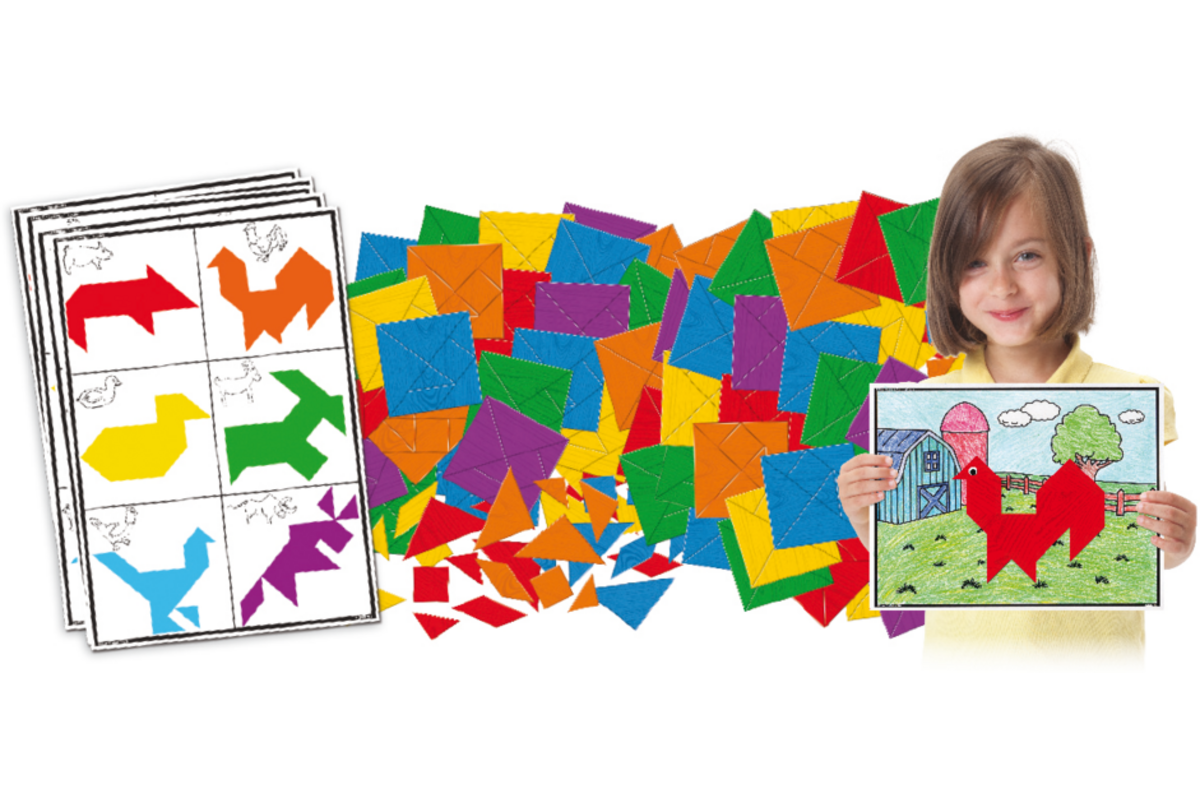 Tangram puzzelmozaïek, 100 stuks