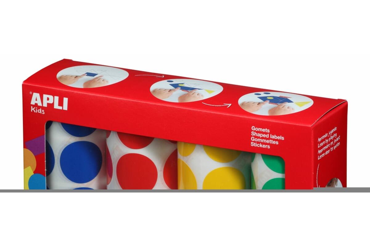 Plakfiguren zelfklevend XL assorti 33 mm rond, 4 rol