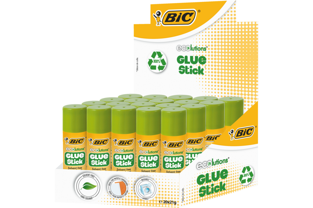 Plakstift BIC ECOlutions 21 gram box met 20 stuks 12 + 8 gratis!
