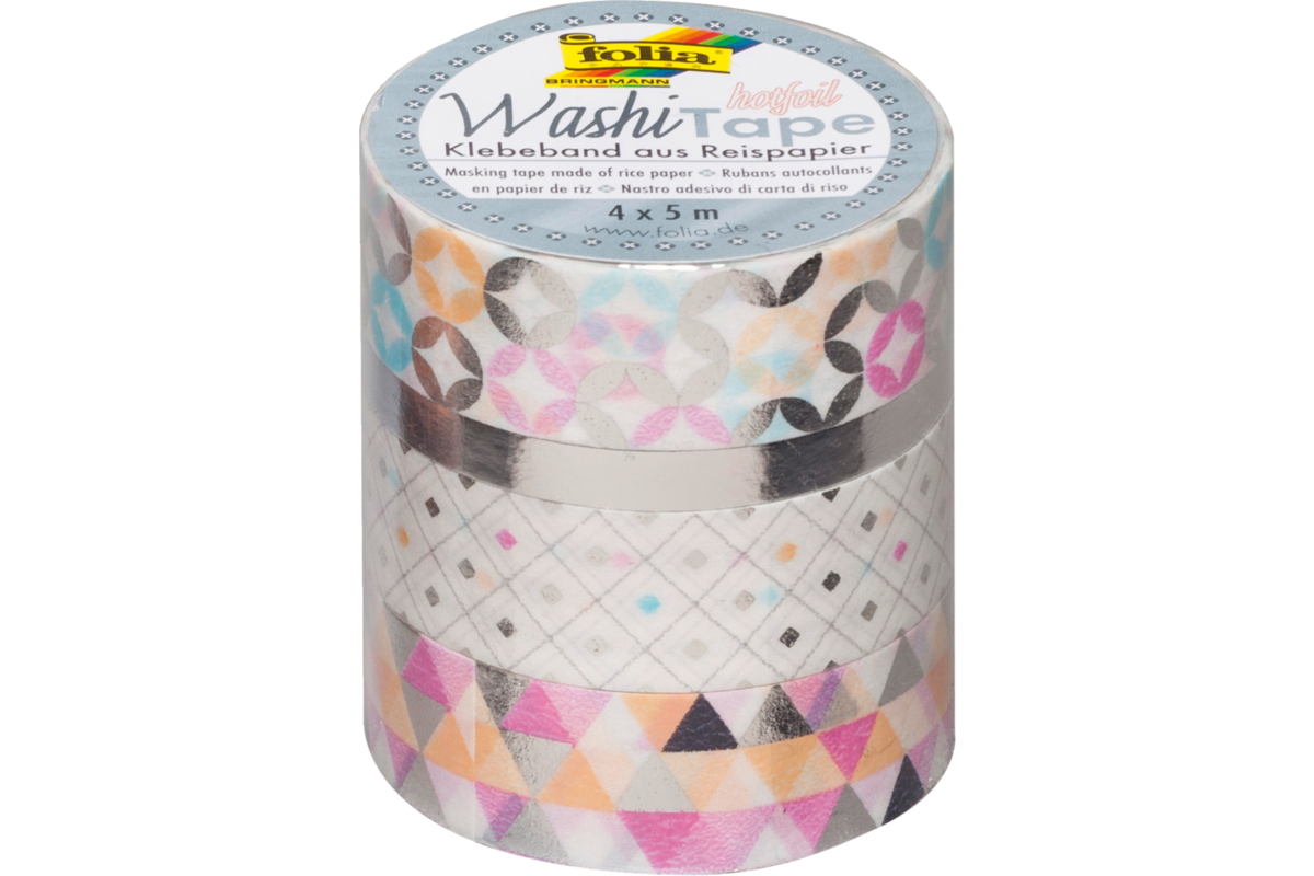 Washi-Tape set van 4,  zilver