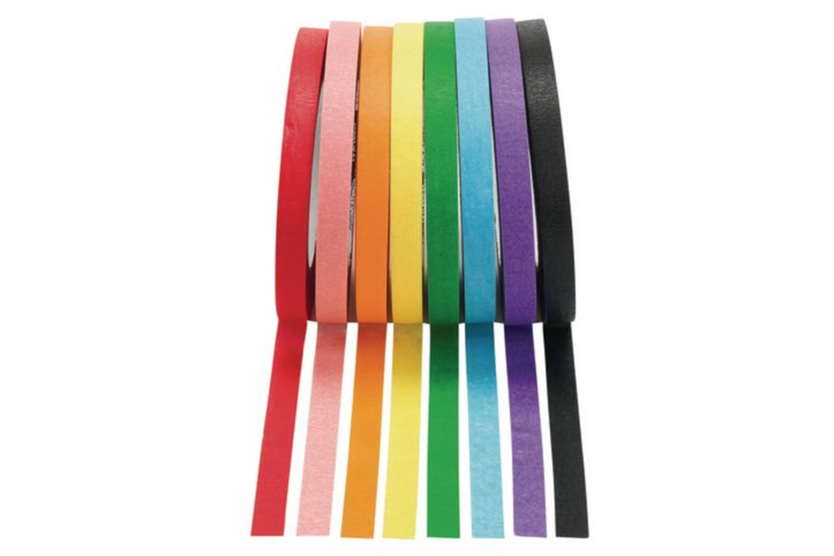 Crêpeplakband assorti 13 mm x 55 meter, 8 rollen