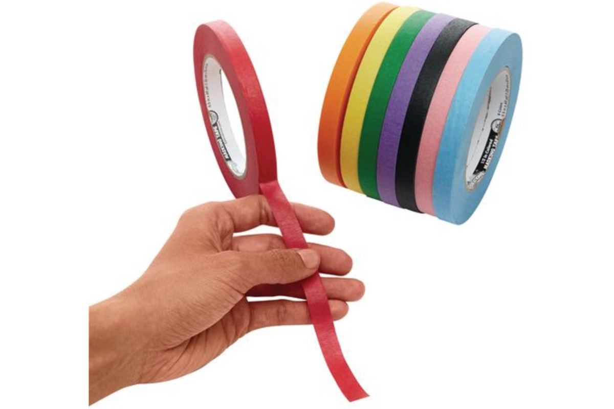 Crêpeplakband assorti 13 mm x 55 meter, 8 rollen