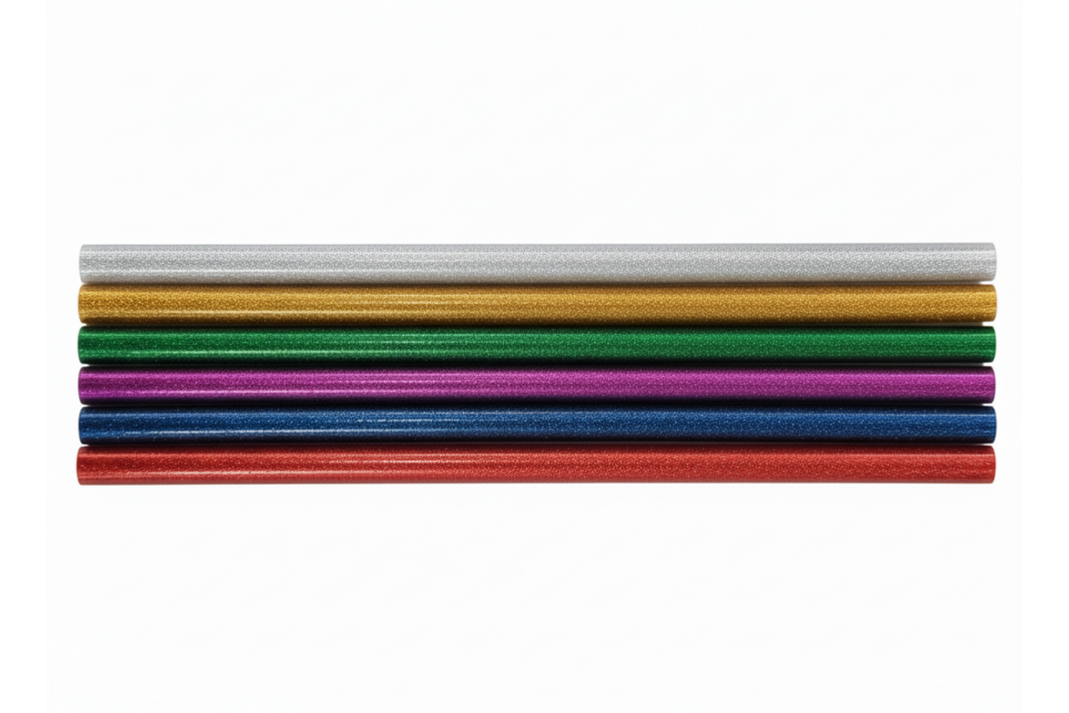 Lijmpatroon glitter 11 mm x 250 mm,  6 stuks