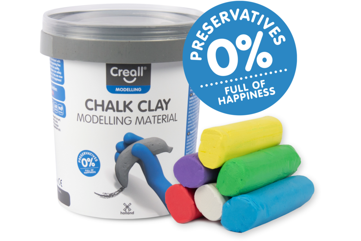 Stoepkrijt klei Creall, 6 kleuren, 750 gram