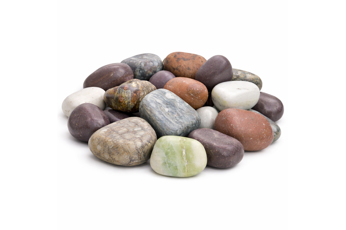 Stenen assorti gepolijst 3-5 cm, ongeveer 38 stuks