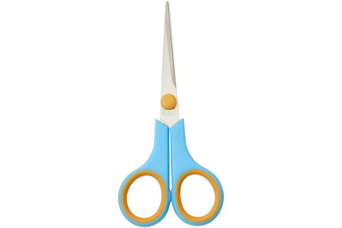 Schaar 14 cm soft-grip links- en rechtshandig blauw