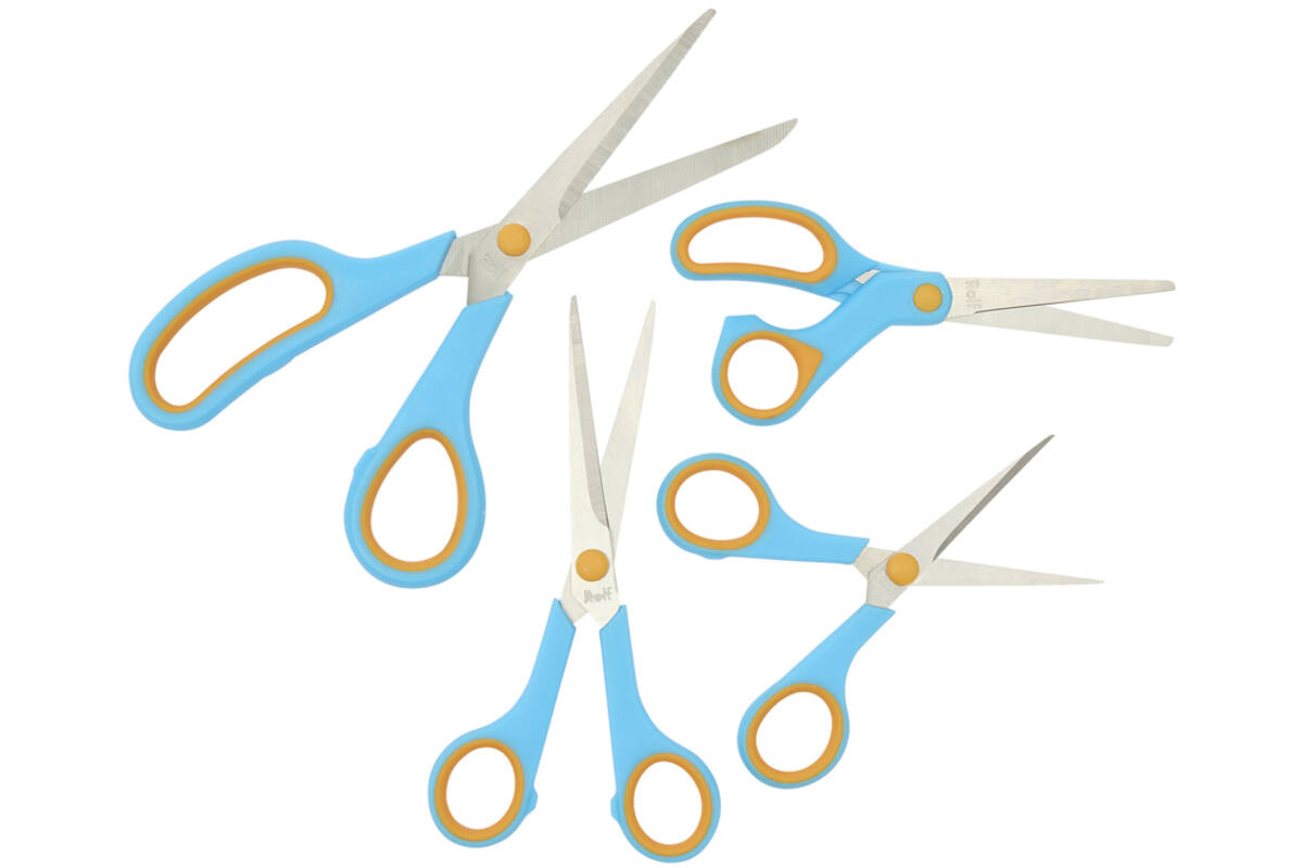 Schaar 14 cm soft-grip links- en rechtshandig blauw