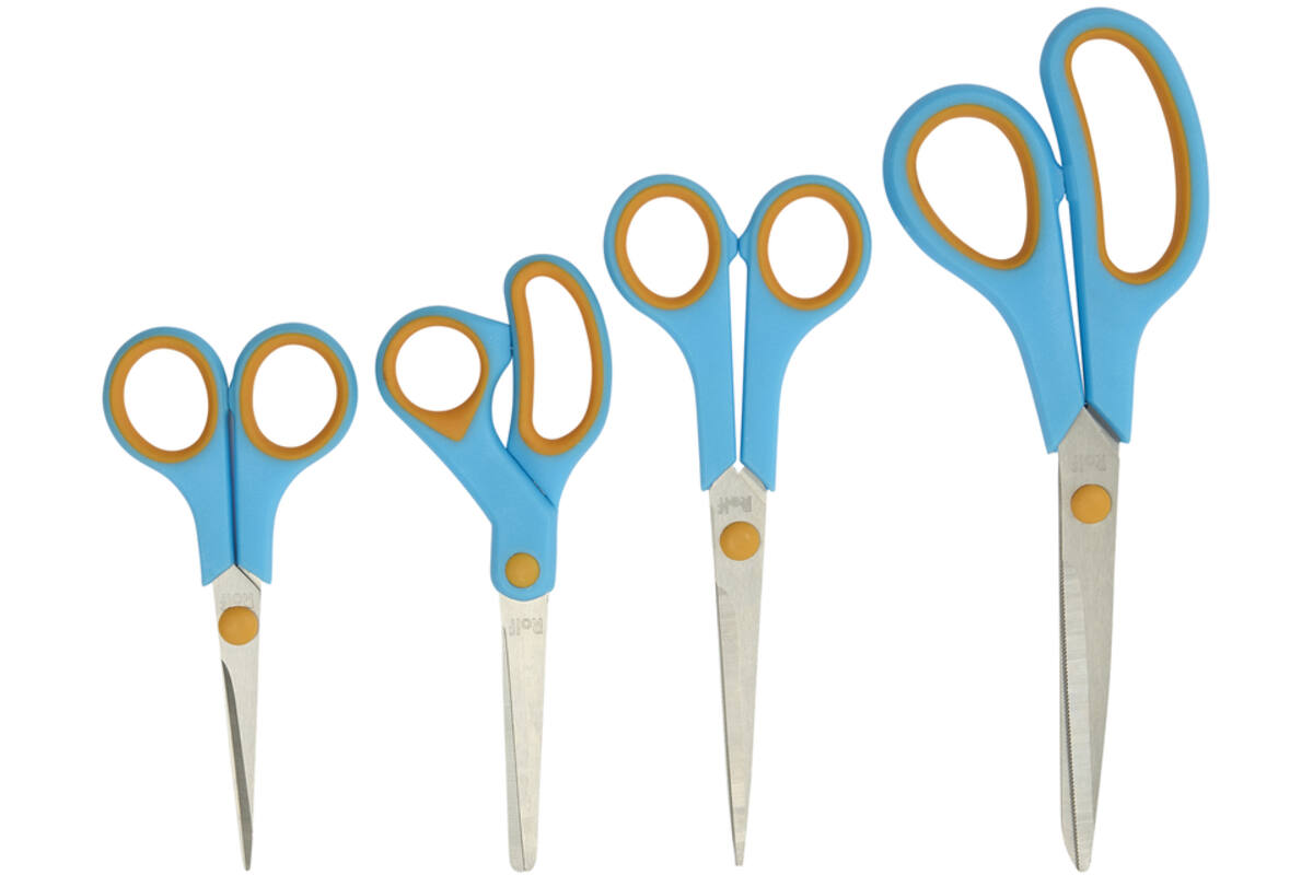 Schaar 14 cm soft-grip links- en rechtshandig blauw