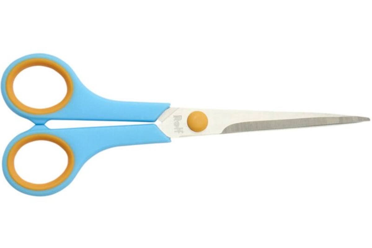 Schaar 17 cm soft-grip links- en rechtshandig blauw
