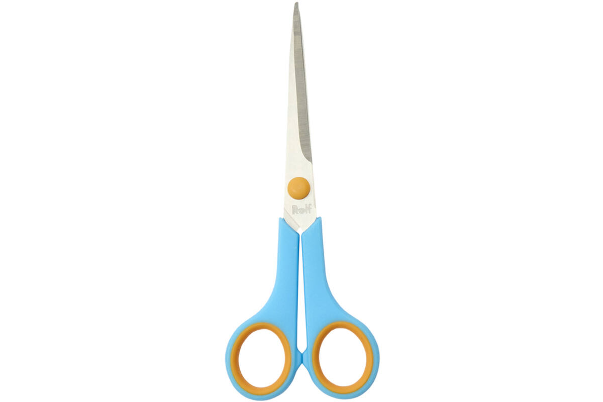 Schaar 17 cm soft-grip links- en rechtshandig blauw