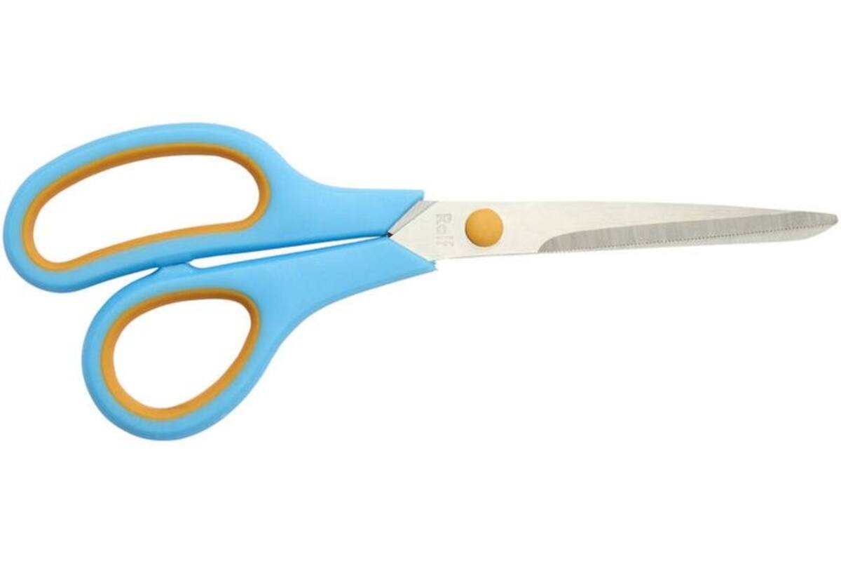 Schaar 21 cm soft-grip links- en rechtshandig blauw