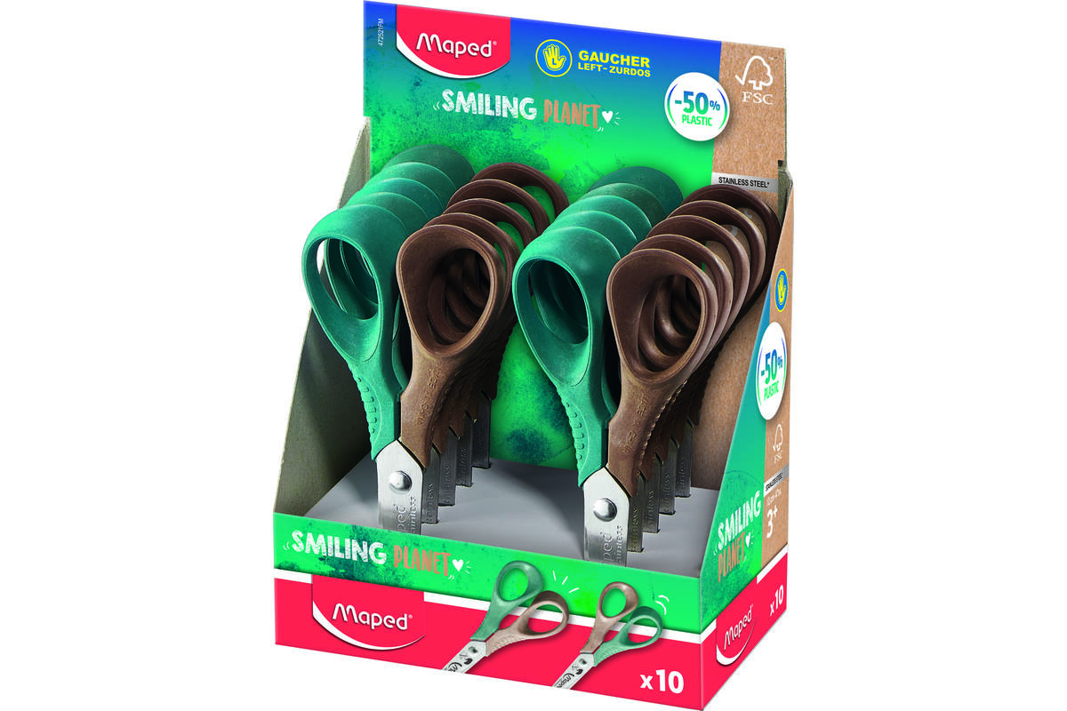 Kinderschaar 12 cm Maped smiling planet linkshandig
