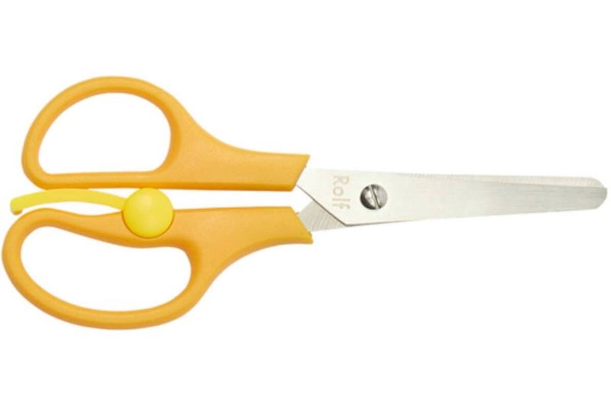 Schaar 14 cm met zelf-opende veer linkshandig oranje