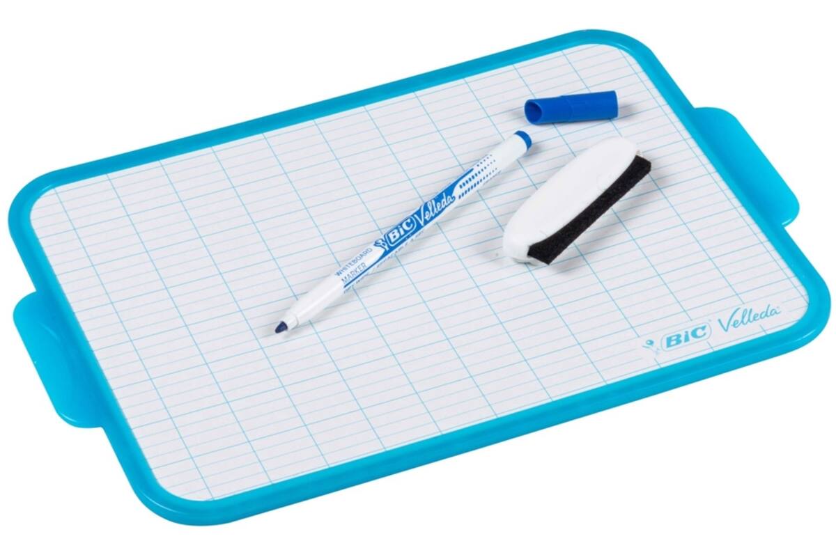 Whiteboard/wisbord BIC Velleda 19 x 26 cm blauw. 24 stuks