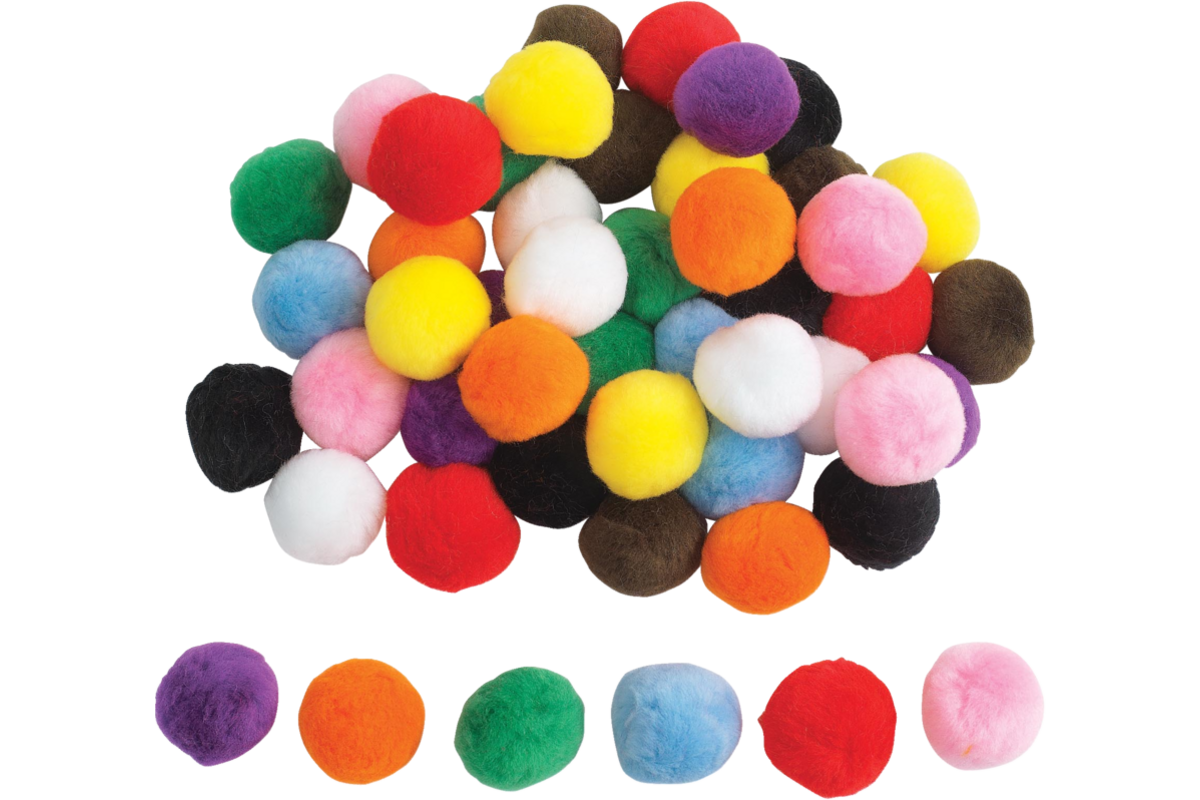 Pompons Jumbo 5 cm assorti, 50 stuks