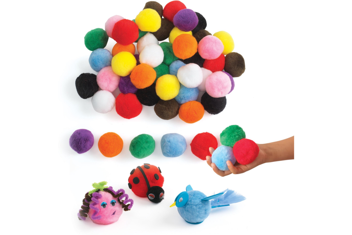 Pompons Jumbo 5 cm assorti, 50 stuks