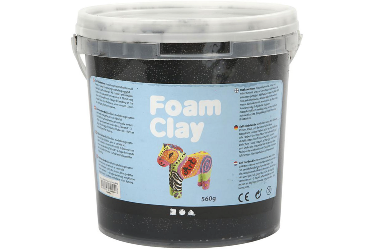 Klei foam clay, zwart emmer 560 gram