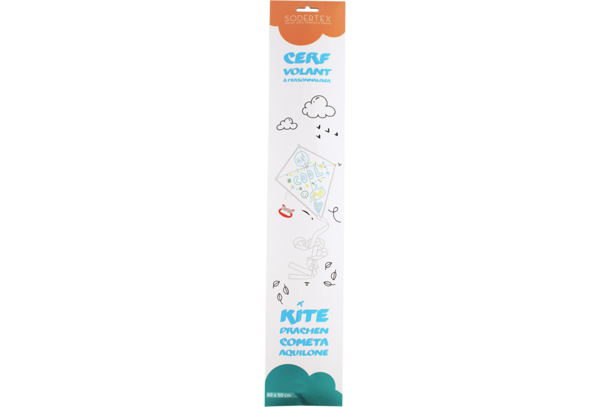 Vlieger wit nylon 40 x 50 cm, 5 stuks