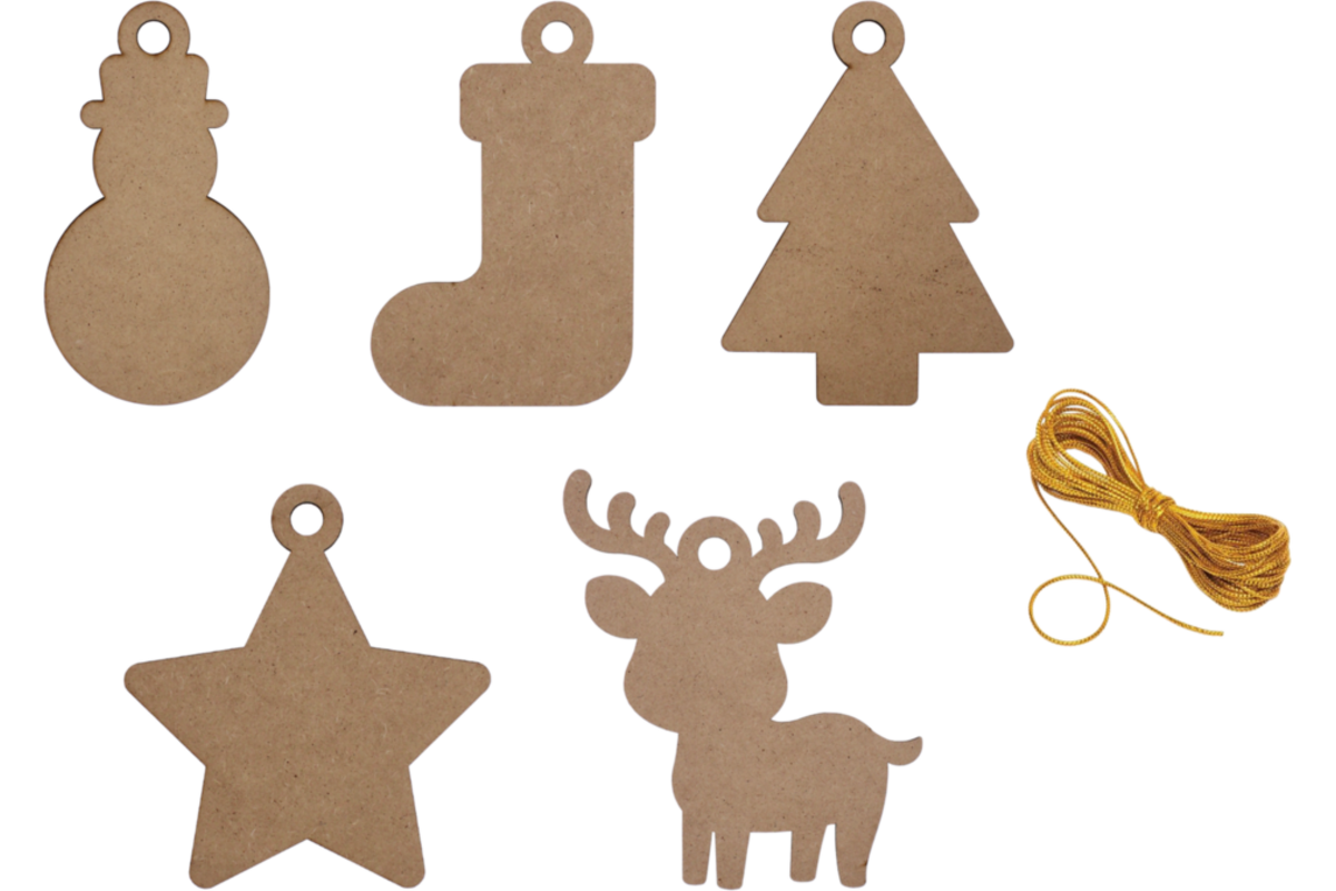 Houten kerstversiering +/-14 cm, 50 stuks