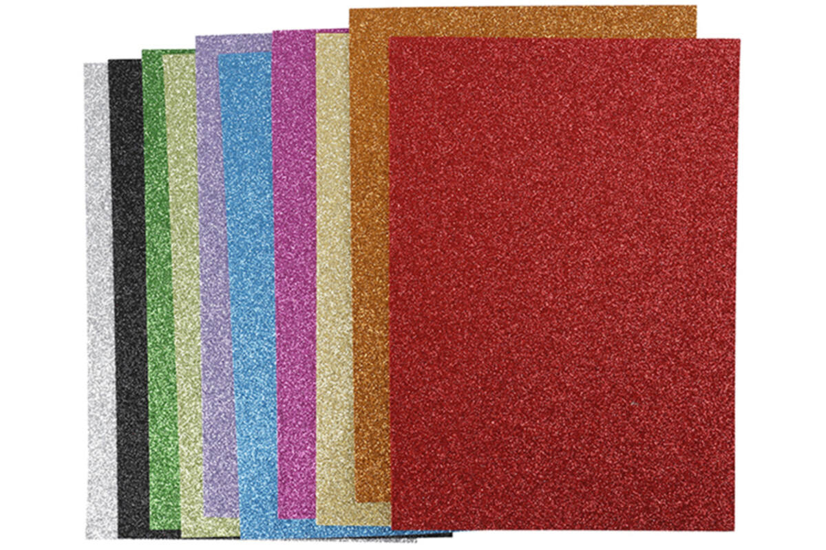 Foam knutselvellen A4 glitter assorti, 10 vel