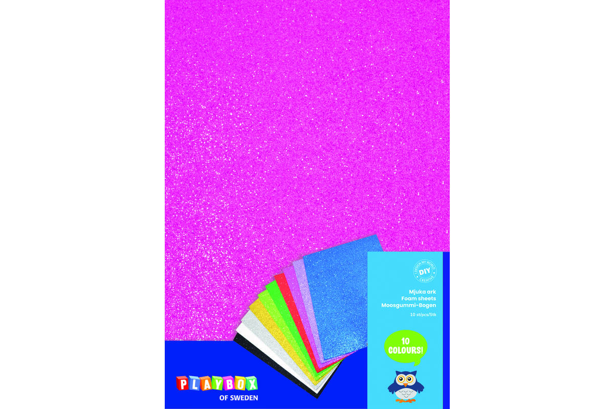 Foam knutselvellen A4 glitter assorti, 10 vel