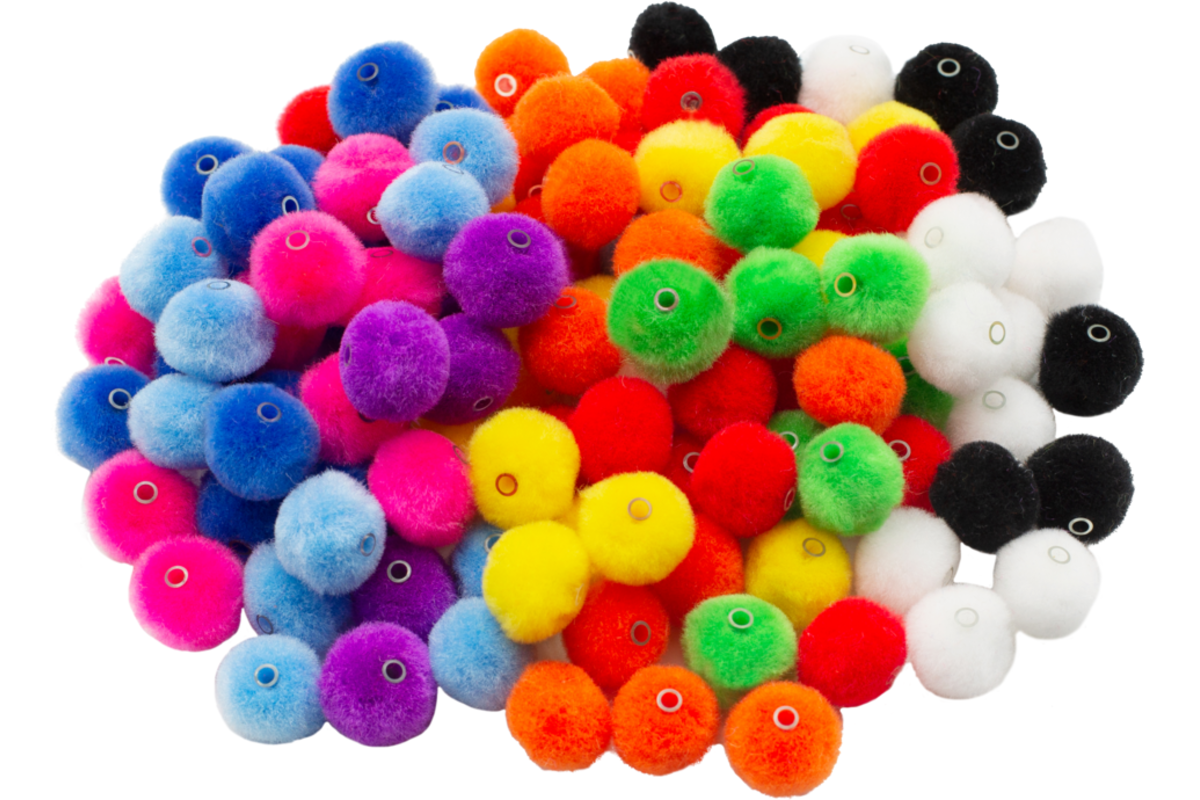 Rijgpompons assorti 20 mm, 150 stuks