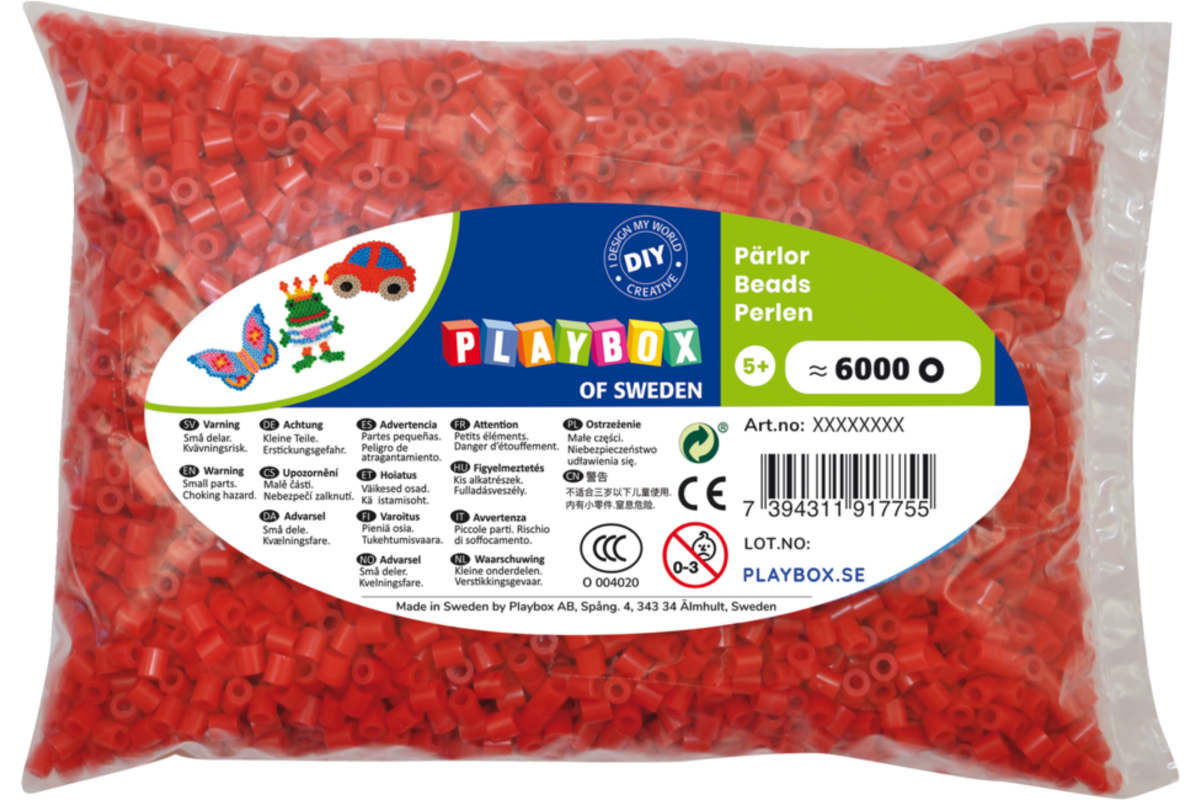 Strijkkralen midi rood, 6000 stuks