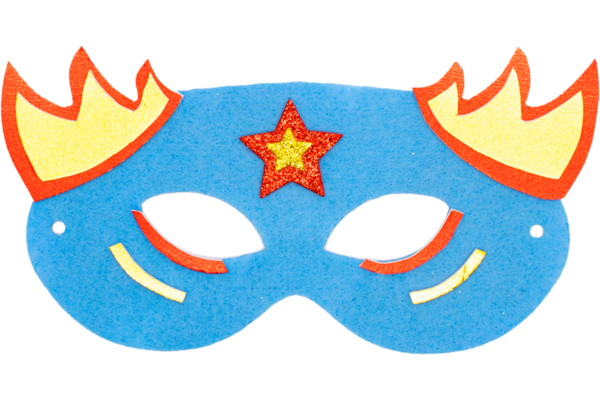 Superhelden maskers vilt 18 x 10 cm, 12 stuks