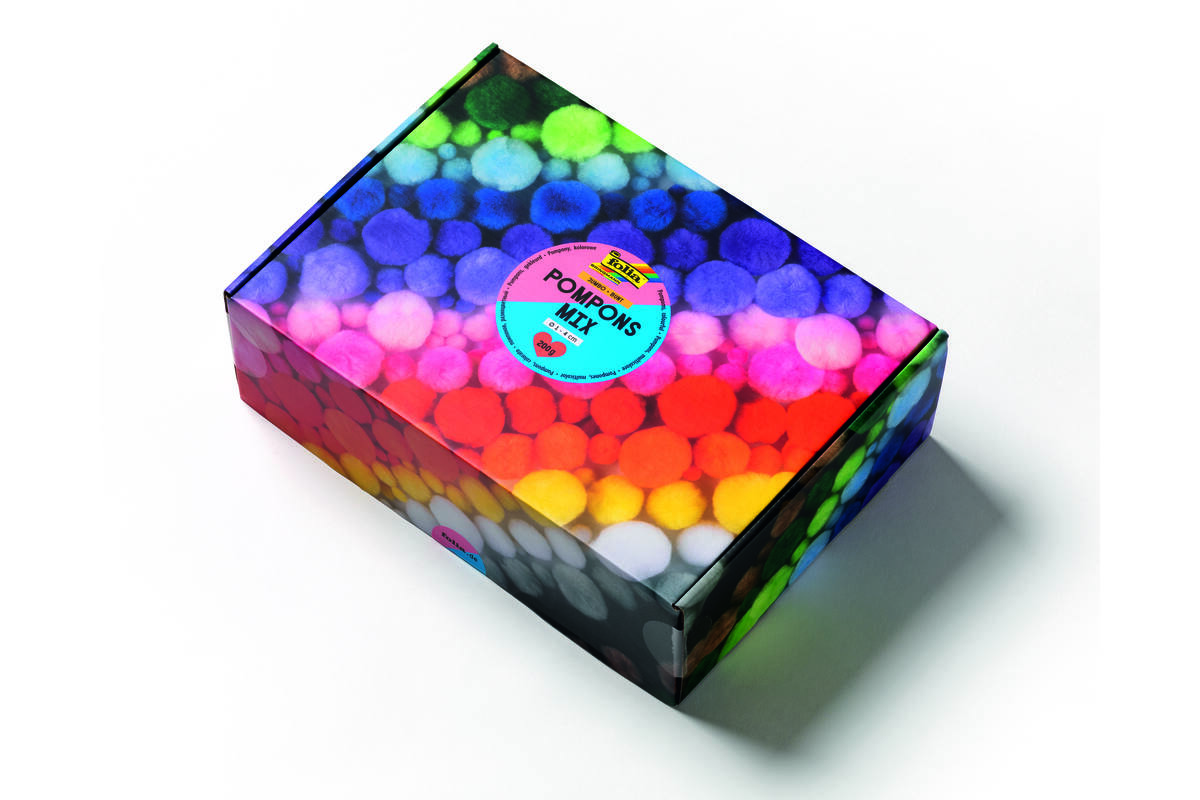 Crea-box pompons assorti, 900 stuks