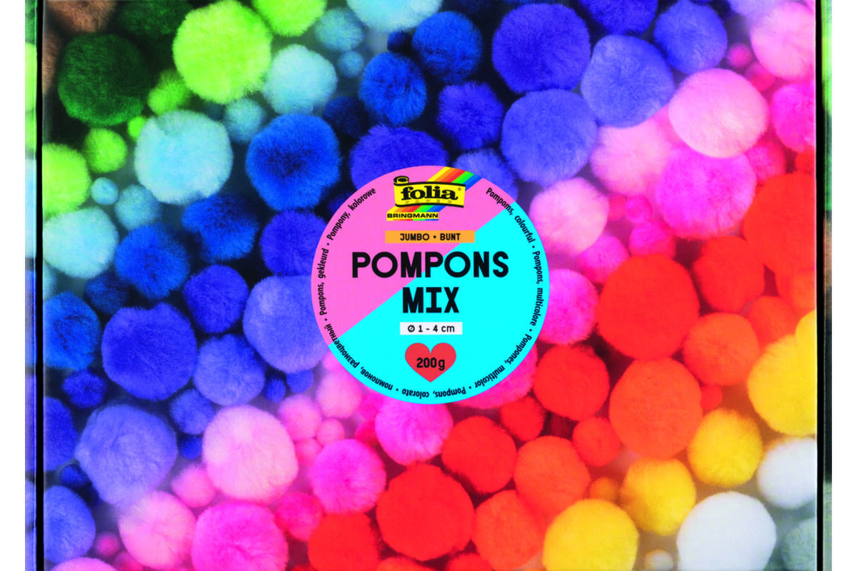 Crea-box pompons assorti, 900 stuks