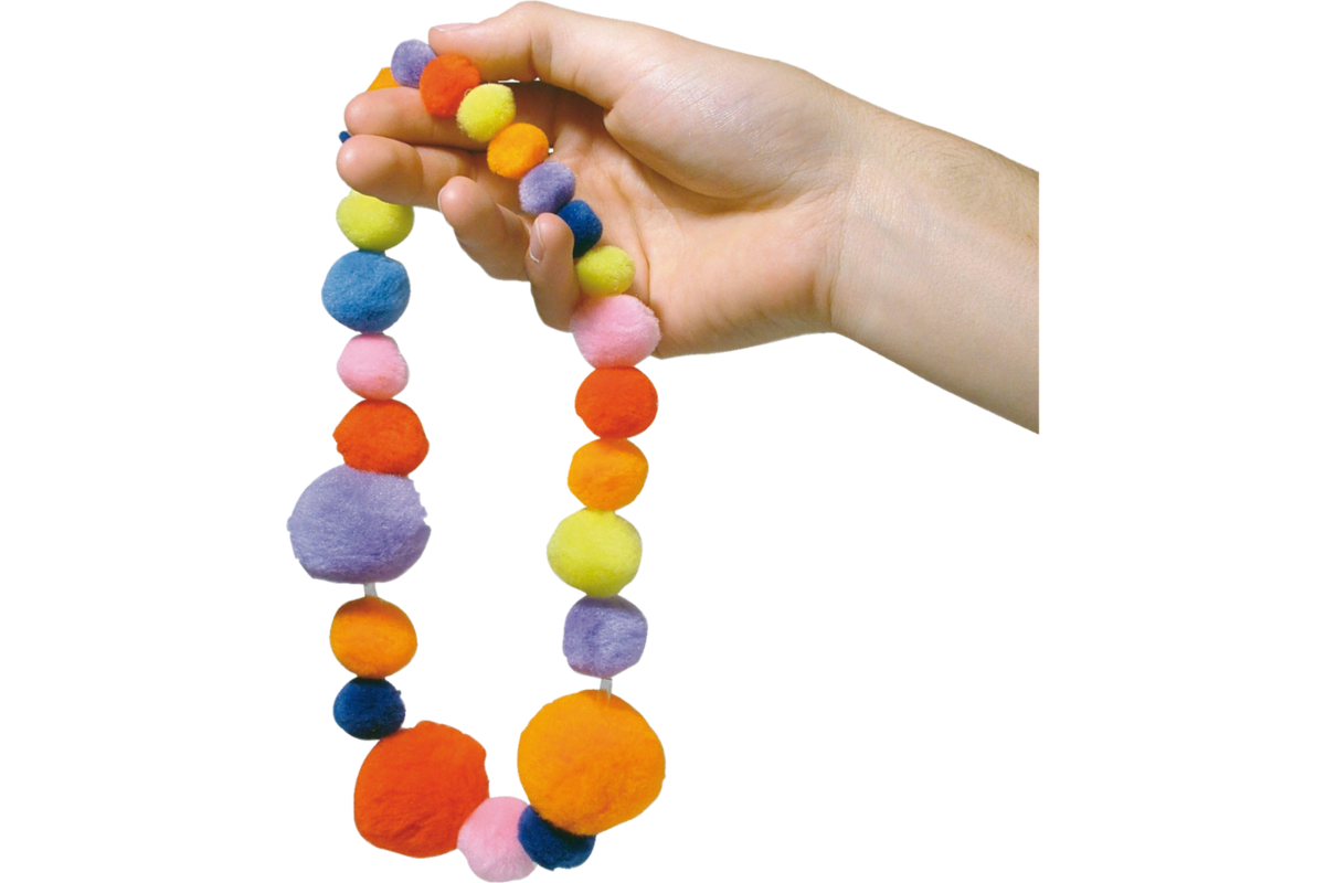 Rijgpompons 4 maten/kleuren 100 stuks