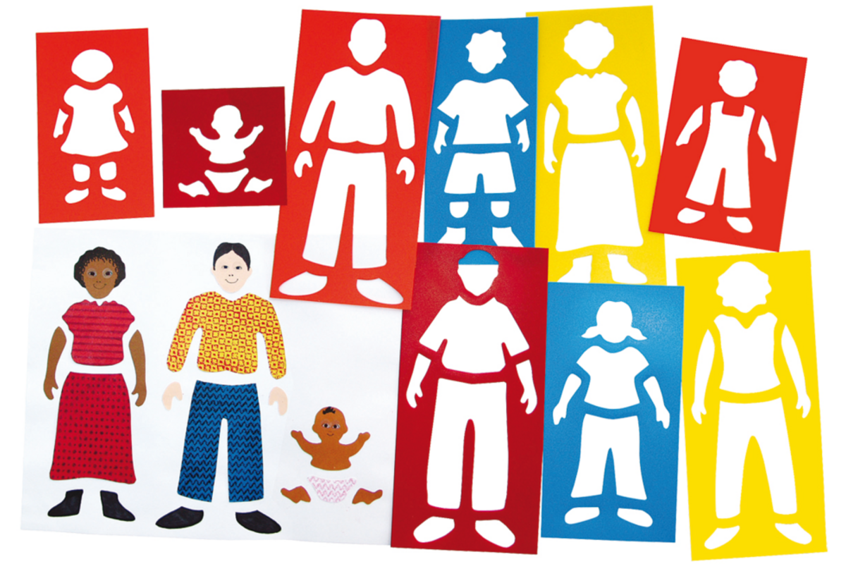 Sjablonen familie 13 x 27 cm, 9 stuks