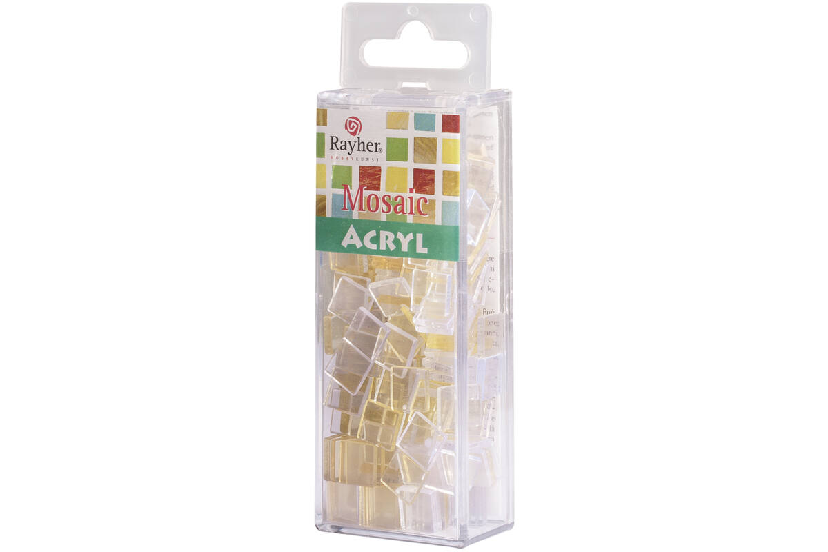 Acrylmozaïek 1 x 1 cm transparant wit-ecru 205 stuks