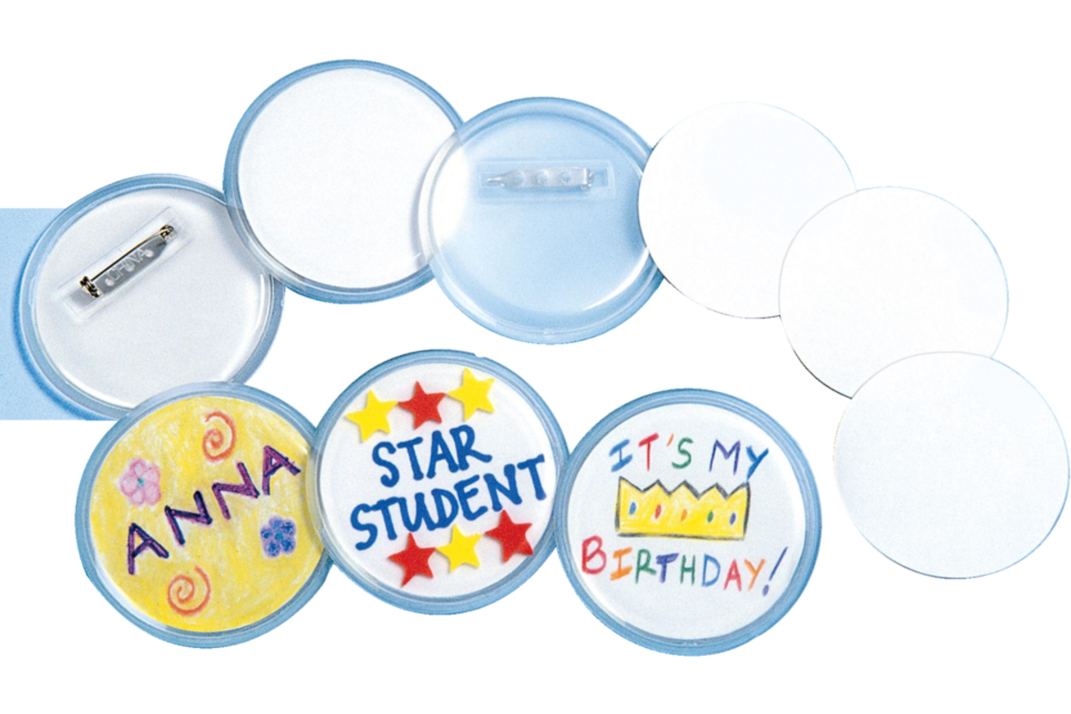 Zelfmaak buttons 6,4cm ,24 stuks