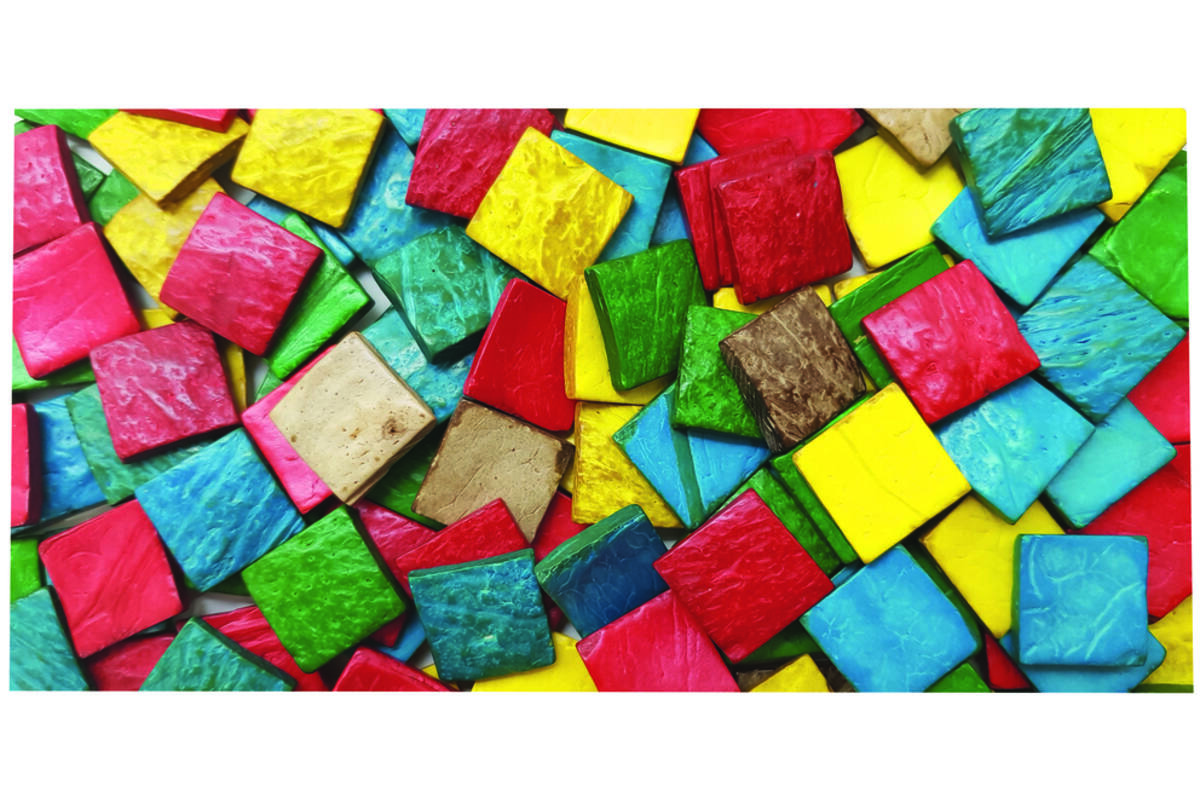 Kokosnoot mozaïek assorti 2 x 2 cm, 150 gram