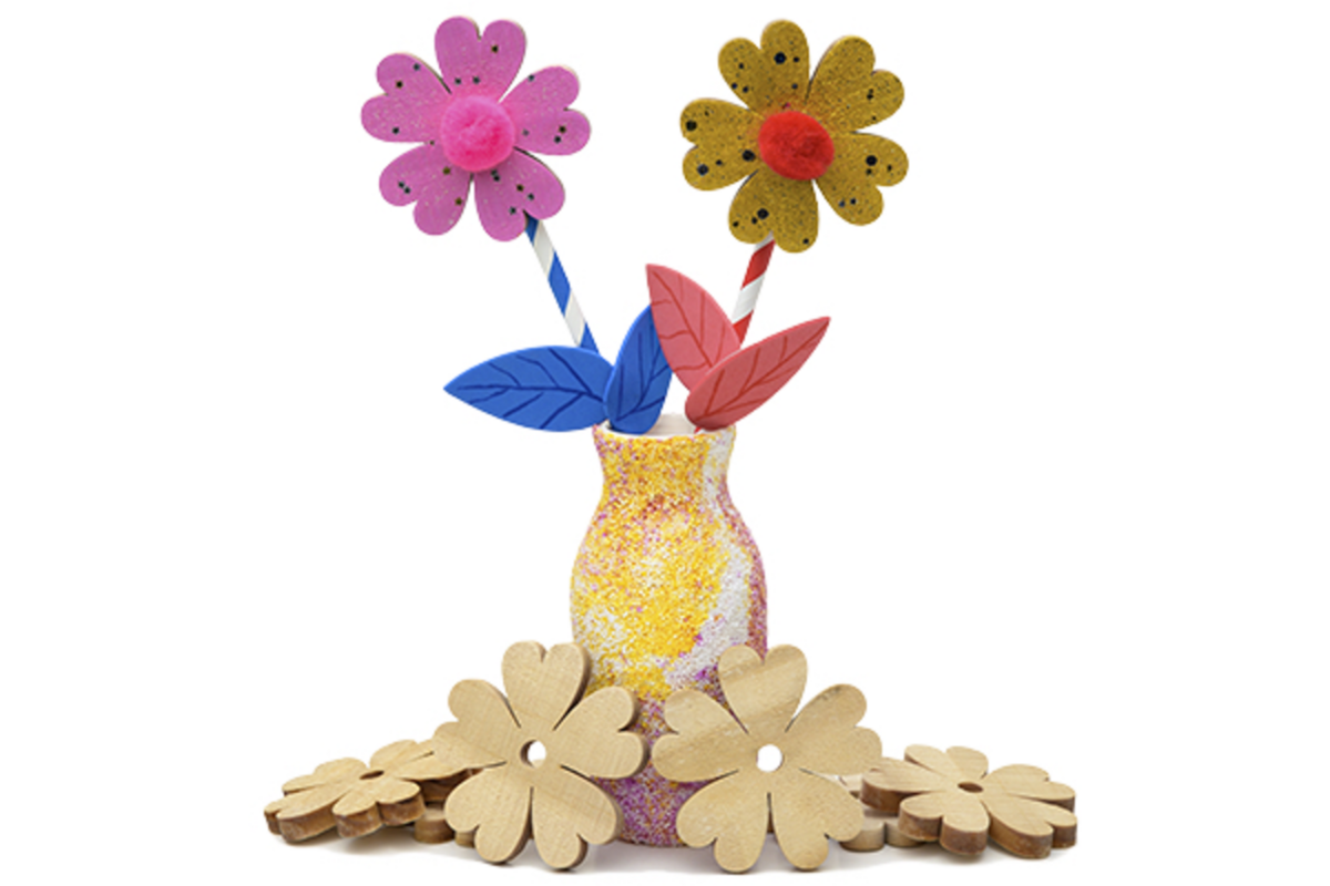 Houten Bloemen groot, 20 stuks