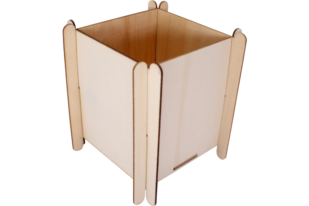 Plantenpotje hout 10 x 10 x 12 cm, 4 st
