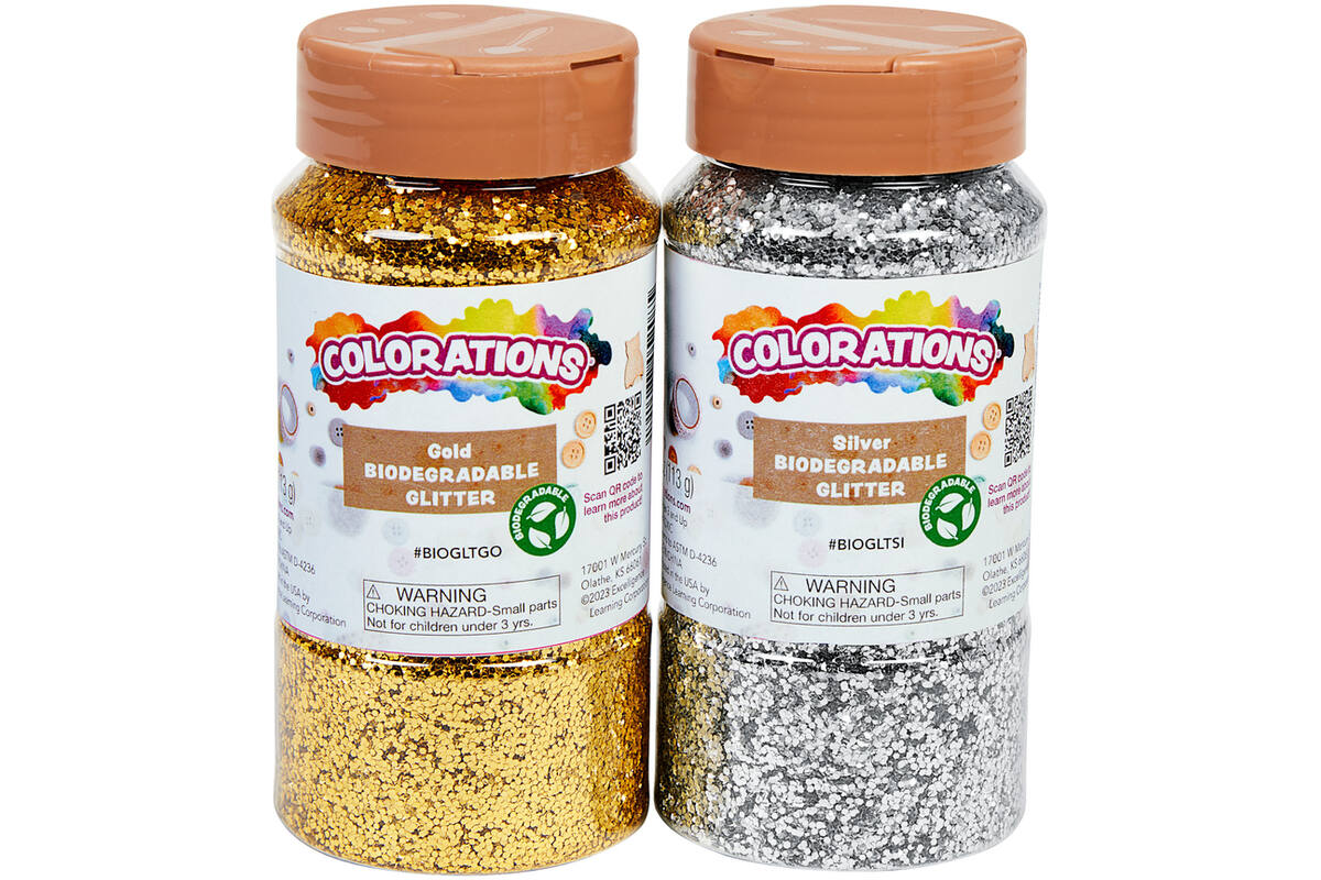 Glitter biologisch afbreekbaar 120 gram zilver en goud, 2 stuks