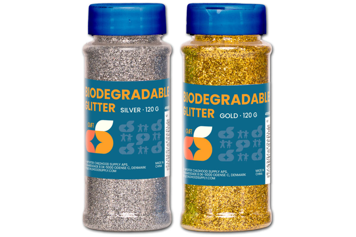 Glitter biologisch afbreekbaar 120 gram zilver en goud, 2 stuks