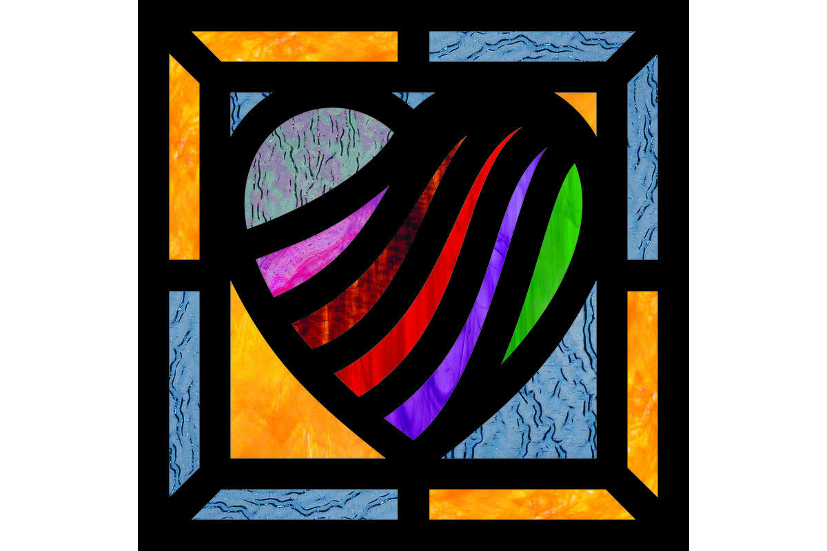 Glas in lood hartjes 20 x 20 cm, 24 stuks