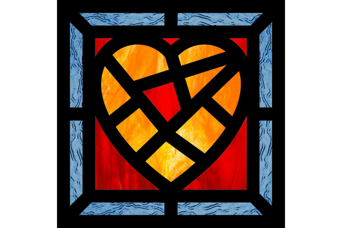 Glas in lood hartjes 20 x 20 cm, 24 stuks