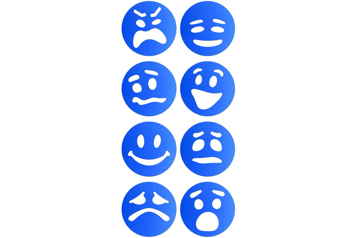 Sjablonen Emoties 10 cm, 8 stuks